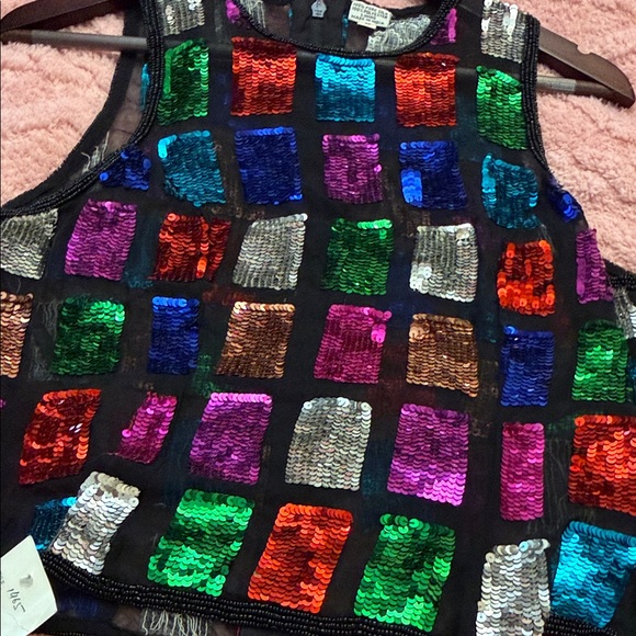 Multicolor Vintage Sequin Sleeveless Blouse - Picture 13 of 13